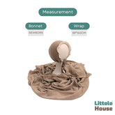 Baby Premium Stretchy Poly Cotton Wrap with Bonnet SR094 | NB | Caramel